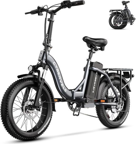 دراجة كهربائية قابلة للطي Cybervelo 750 وات، 48 فولت 20.8 أمبير/50 أمبير، دراجة إلكترونية كبيرة ببطارية قابلة للإزالة، نطاق أقصى 80 ميل، دراجة كهربائية بإطار عريض 20 بوصة للبالغين، دراجات كهربائية للبالغين للتنقل in Kuwait