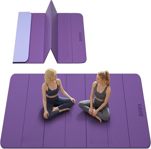 HAHE Extra Wide Folding Exercise Mat 75"x40"x0.4" TPE Fitness Mat, High Density Non-Slip Yoga Mat for Home Gym, 7-Fold Portable for Women, Men, Strength Training, Travel, Floor Exercises in Kuwait