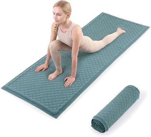 MABOZOO Cotton Yoga Mat, Non-Slip Breathable Yoga Rug for Man and Woman, Washable Foldable Exercise Mat for Meditation, Pilates, Indoor Outdoor Fitness in Kuwait