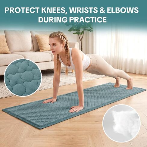 MABOZOO Cotton Yoga Mat, Non-Slip Breathable Yoga Rug for Man and Woman, Washable Foldable Exercise Mat for Meditation, Pilates, Indoor Outdoor Fitness in Kuwait