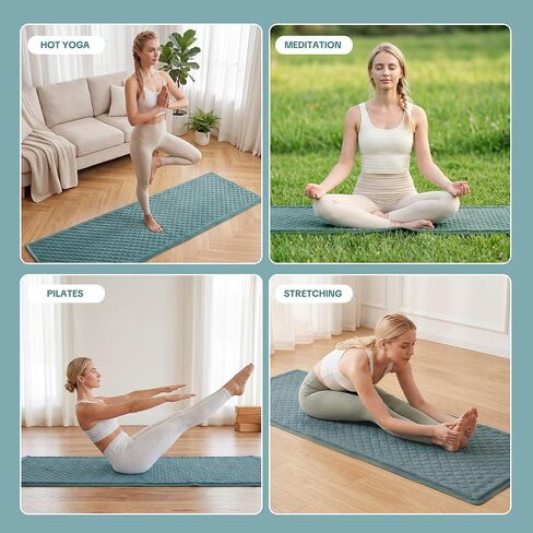 MABOZOO Cotton Yoga Mat, Non-Slip Breathable Yoga Rug for Man and Woman, Washable Foldable Exercise Mat for Meditation, Pilates, Indoor Outdoor Fitness in Kuwait