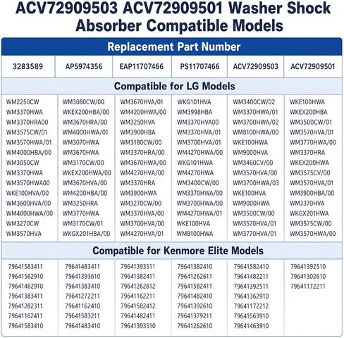 ACV72909503 ACV72909501 AP5974356 PS11707466 Washer Shock Absorber Pack of 3 Washing Machine Damper Assembly Compatible for LG Kenmore Elite WM3170CW WM3270CW WM3575CW in Kuwait