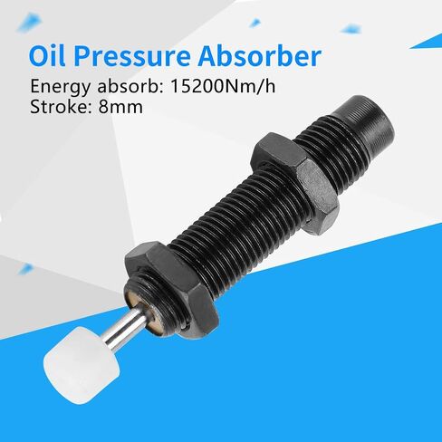 M10 x 8mm Stroke Pneumatic Shock Absorber for Automated Mechanical Operations with Self-Pressure-Regulation Function, Black in Kuwait