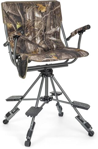 ALPHA CAMP Hunting Chair with 4 Unique Shooting Pedals, 360 Degree Silent Swivel Hunting Blind Chair, Tool-Free Assemble Hunting Seat with Camouflage Pattern in Saudi Arabia