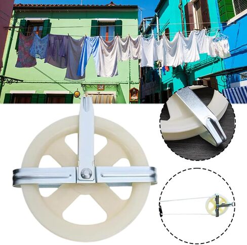 Clothesline Pulley Outdoor Hanging Puller Nylon Rope Retractable System PP Iron Mechanism Suitable for home decoration wire in Kuwait