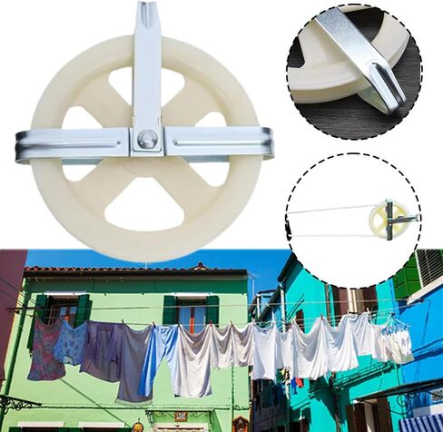Clothesline Pulley Outdoor Hanging Puller Nylon Rope Retractable System PP Iron Mechanism Suitable for home decoration wire in Kuwait