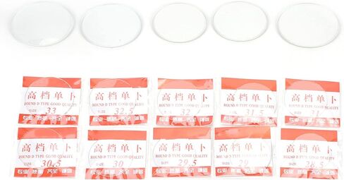 CHICIRIS 15Pcs Watch Glass Lens, Mineral Glass Convex Surface Flat Back Arch Measuring Cup Lid, with Good Magnifying Effect, for Laboratory Watch Lens Accessories 26 33mm in Kuwait