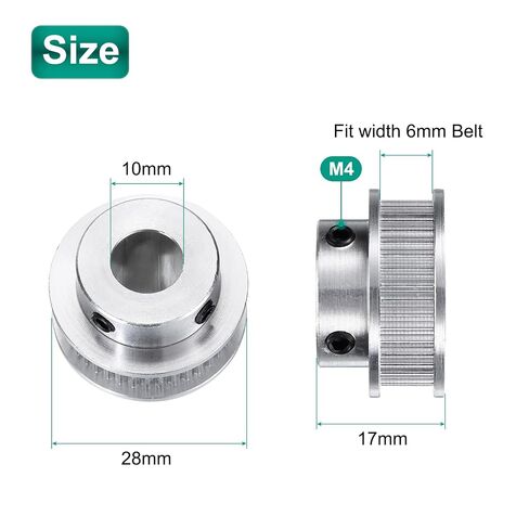 uxcell 4pcs GT-2 40T Pulley Synchronous Wheel 10mm Bore, Aluminum Timing Pulley 40 Teeth, Fit Width 6mm Timing Belt for 3D Printer CNC Machine in Kuwait