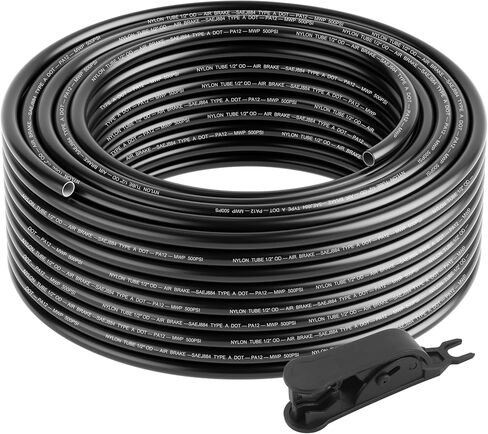 100FT 1/4 "DOT Air Line SAE J844 PA12 خرطوم هواء نايلون مع قاطع 30.5 متر 1/4" OD أنابيب هوائية خرطوم فرامل هواء معتمد من DOT لمجموعة تعليق الهواء نظام فرامل مقطورة الشاحنة in Kuwait