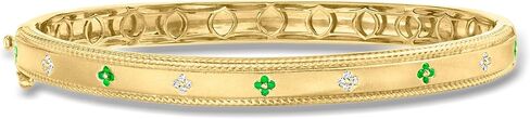 Ross-Simons 0.10 ct. t.w. Emerald Flower Bangle Bracelet With Diamonds in 18kt Gold Over Sterling in Saudi Arabia