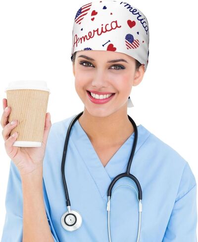 Scrub Caps for Women Men Sweatband Working Cap with Adjustable Tie Breathable Nurse Caps in Kuwait