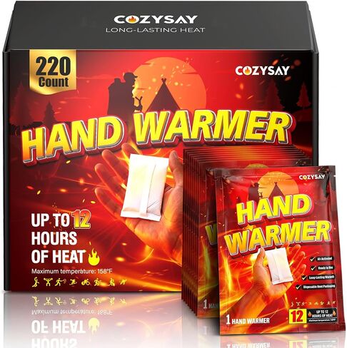 Hand Warmers Disposable 220/110/50/20 Pack - 12-Hour Long-Lasting Air-Activated Heat Packs - Odorless & Portable Hand, Body, Pocket Warmers for Skiing, Hunting, Hiking & Outdoor Activities in Kuwait