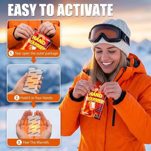 Hand Warmers Disposable 220/110/50/20 Pack - 12-Hour Long-Lasting Air-Activated Heat Packs - Odorless & Portable Hand, Body, Pocket Warmers for Skiing, Hunting, Hiking & Outdoor Activities in Kuwait