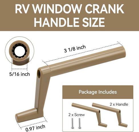 ERETOW RV Window Crank Handle 3 1/8" Stem Length, Fits 5/16" Spindle | R7003 RV Vent Extension Handle Replacement for Crank-Out Windows (2 Pack) in Kuwait