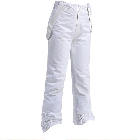 Vaveren Snowboard Pants Ski Bib,Waterproof Trousers,Thickened Full Length Snowboard Baggy Adults Outdoor Loose Overalls,Ski Pants, XS White in Kuwait