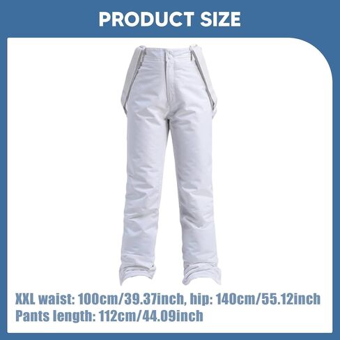 Vaveren Snowboard Pants Ski Bib,Waterproof Trousers,Thickened Full Length Snowboard Baggy Adults Outdoor Loose Overalls,Ski Pants, XXL White in Kuwait