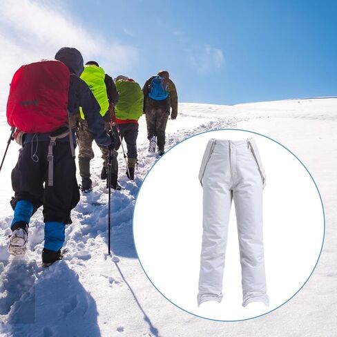 Vaveren Snowboard Pants Ski Bib,Waterproof Trousers,Thickened Full Length Snowboard Baggy Adults Outdoor Loose Overalls,Ski Pants, XXL White in Kuwait