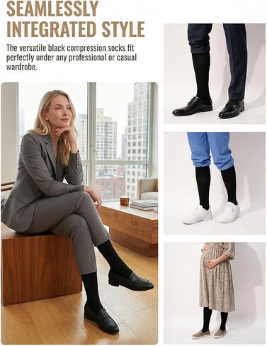 Kodal 3 Pairs Airplane Compression Socks for Long Flights Women & Men 15-20mmHg Over The Knee Socks for Nurses Teacher in Kuwait