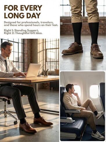 Kodal 3 Pairs Airplane Compression Socks for Long Flights Women & Men 15-20mmHg Over The Knee Socks for Nurses Teacher in Kuwait