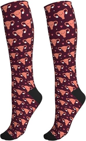 Hen Floral Compression Socks For Women Men, Knee High Support Stockings For Running Travel Nurse Flight Athletic in Saudi Arabia