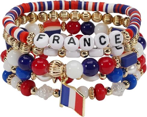 WJR 2026 Soccer Beaded Bracelets National Team Country Flag Adjustable Patriotic Beaded Bracelets for Soccer Fan Supporters Game Day Jewelry Gift in Kuwait
