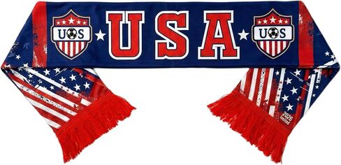 World Cup 2026 Merchandise - Team USA Soccer Scarf - Double Sided Print Polyester 55in x 6in - Red White Blue Fan Scarf for Men Women - Perfect for Match Viewing, Fan Parties & Gifts in Kuwait
