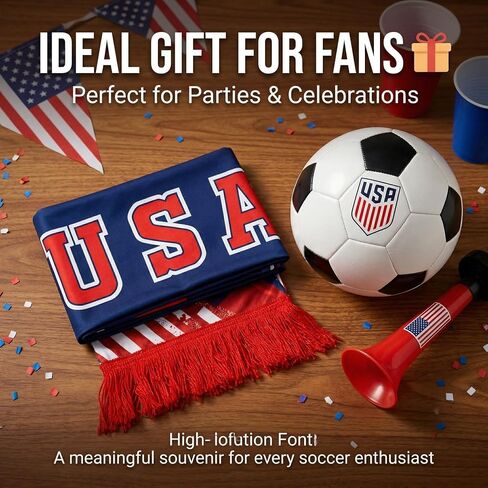 World Cup 2026 Merchandise - Team USA Soccer Scarf - Double Sided Print Polyester 55in x 6in - Red White Blue Fan Scarf for Men Women - Perfect for Match Viewing, Fan Parties & Gifts in Kuwait