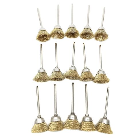 Brass Cup Wire Brush, 1/8 Inch Shank 2 Inch Length, Cleaning Polishing for Dremel and Compatible Rotary Tools, 15Pcs (Brass Cup Wire Brush) in Kuwait