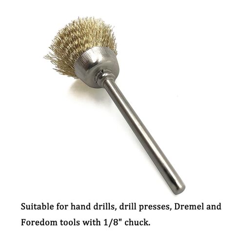 Brass Cup Wire Brush, 1/8 Inch Shank 2 Inch Length, Cleaning Polishing for Dremel and Compatible Rotary Tools, 15Pcs (Brass Cup Wire Brush) in Kuwait