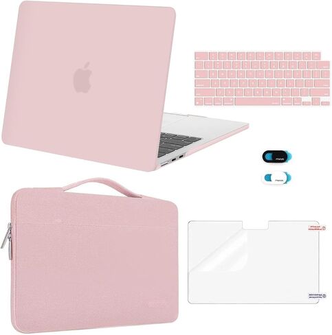 Moseso متوافق مع MacBook Air 13 بوصة الحالة 2025 2024 2023 2022 M4 A3240 M3 A3113 M2 A2681 ، Hard Shell & Sleeve Bag & Keyvoard Cover & WebCam Film for MacBook Air 13.6 inch ، baby pink ، baby pink in Kuwait