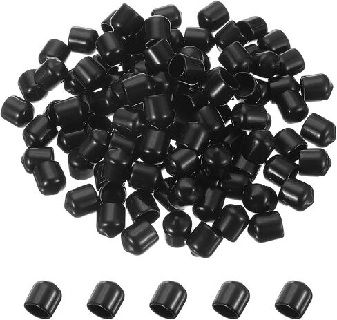 uxcell 50pcs Pegboard Hooks Protector Rubber End Caps, Peg Board Hook Flexible Prongs End Tips Caps Rack Cover for Pegboard Dishwasher Hook, Black(32mm Long 8mm Inner Dia) in Kuwait