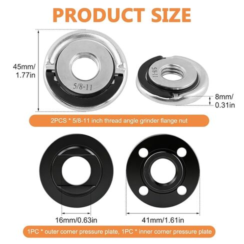 2Pcs Angle Grinder Nuts with 2 Lock Nut, 5/8-11 Inch Quick Change Angle Grinder Flange Nuts, Quick Release Metal Grinders Nut for Replacement/Fixing Cutting Discs in Kuwait