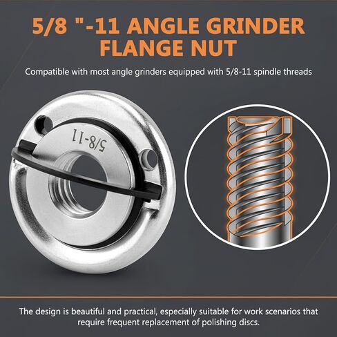 2Pcs Angle Grinder Nuts with 2 Lock Nut, 5/8-11 Inch Quick Change Angle Grinder Flange Nuts, Quick Release Metal Grinders Nut for Replacement/Fixing Cutting Discs in Kuwait