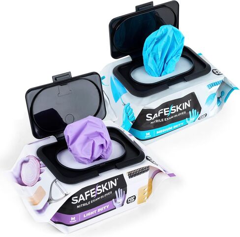 SAFESKIN Nitrile Disposable Gloves Bundle, 100 Count (2 Packs of 50) – Light & Medium Duty, Medium Size, Powder Free Gloves for Food Handling, Cleaning & First Aid in Kuwait