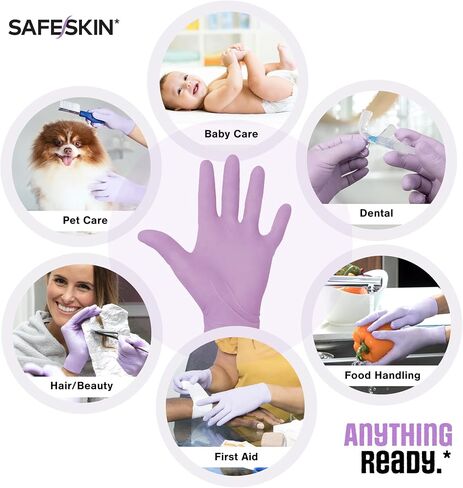 SAFESKIN Nitrile Disposable Gloves Bundle, 100 Count (2 Packs of 50) – Light & Medium Duty, Medium Size, Powder Free Gloves for Food Handling, Cleaning & First Aid in Kuwait