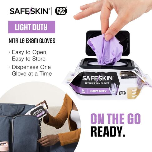 SAFESKIN Nitrile Disposable Gloves Bundle, 100 Count (2 Packs of 50) – Light & Medium Duty, Medium Size, Powder Free Gloves for Food Handling, Cleaning & First Aid in Kuwait