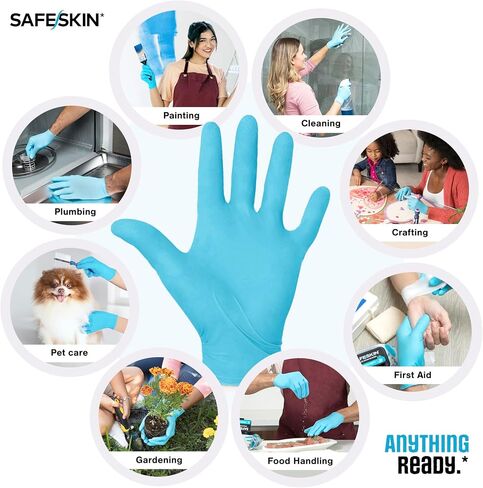 SAFESKIN Nitrile Disposable Gloves Bundle, 100 Count (2 Packs of 50) – Light & Medium Duty, Medium Size, Powder Free Gloves for Food Handling, Cleaning & First Aid in Kuwait