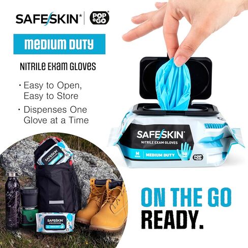 SAFESKIN Nitrile Disposable Gloves Bundle, 100 Count (2 Packs of 50) – Light & Medium Duty, Medium Size, Powder Free Gloves for Food Handling, Cleaning & First Aid in Kuwait