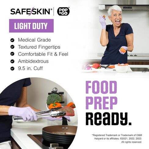 SAFESKIN Nitrile Disposable Gloves Bundle, 100 Count (2 Packs of 50) – Light & Medium Duty, Medium Size, Powder Free Gloves for Food Handling, Cleaning & First Aid in Kuwait