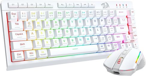 Redragon Wireless Gaming Keyboard and Mouse Combo, Bluetooth/2.4G/USB-C, RGB Backlit, Macro Keys, Rechargeable, Software Support, 60% Portable Quiet Membrane Keyboard & 12800 DPI Mouse in Saudi Arabia