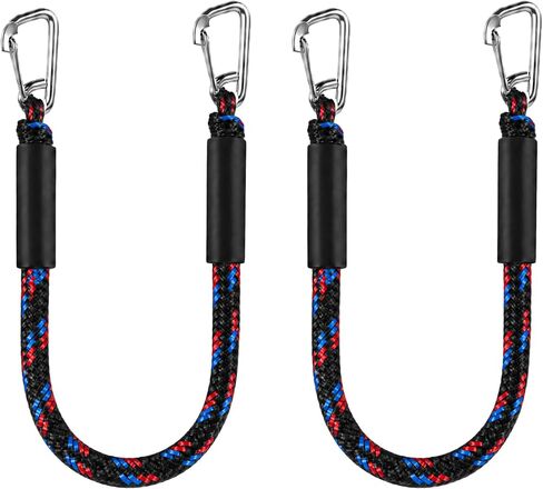 Bungee Dock Lines with Rust-Resistant Double Hooks, Enhanced Shock Absorbing Boat Ropes for Docking, Mooring Tie Down for PWC Pontoon Kayak（2ft-2 Pack-Blue） in Kuwait