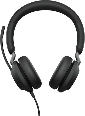 Jabra Evolve2 40 SE Wired - Extended USB-C Cable, Noise-Cancelling Stereo Headset With 3-Mic Call Technology - Works with all Leading Unified Communications Platforms such as Zoom, Google Meet - Black in Saudi Arabia