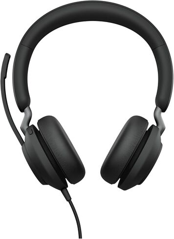 Jabra Evolve2 40 SE Wired - Extended USB-C Cable, Noise-Cancelling Stereo Headset With 3-Mic Call Technology - Works with all Leading Unified Communications Platforms such as Zoom, Google Meet - Black in Saudi Arabia
