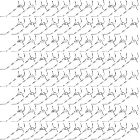 100 Pcs Metal Pegboard Hooks, 4 Inch Stainless Steel Metal Pegboard Shelving Hooks Heavy Duty Bulk for 1/8 and 1/4 Garage Storage Organizer Shelving Wall Display Craft Room Store Accessories (Silver) in Kuwait