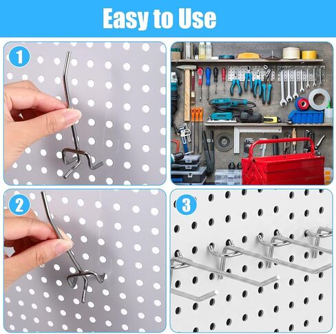 100 Pcs Metal Pegboard Hooks, 4 Inch Stainless Steel Metal Pegboard Shelving Hooks Heavy Duty Bulk for 1/8 and 1/4 Garage Storage Organizer Shelving Wall Display Craft Room Store Accessories (Silver) in Kuwait