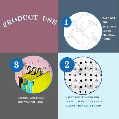 100 قطعة من خطافات Pegboard البلاستيكية الشفافة من الأكريليك خطافات بلاستيكية للبيع بالتجزئة خطافات لوح ربط لوح رفوف خطاف للمرآب لوحات ربط المطبخ تخزين الحرف اليدوية in Kuwait