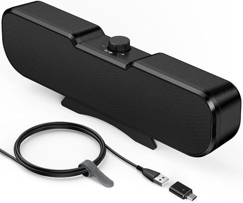 Cirqon Computer Speakers for Desktop PC, Easy Volume Knob, Sturdy Clamp, Clear Loud Sound, Laptop Speakers with Compact Design, USB/USB C Adapter for Power and Audio(Black) in Saudi Arabia