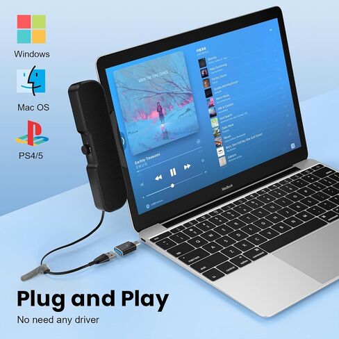 Cirqon Computer Speakers for Desktop PC, Easy Volume Knob, Sturdy Clamp, Clear Loud Sound, Laptop Speakers with Compact Design, USB/USB C Adapter for Power and Audio(Black) in Saudi Arabia