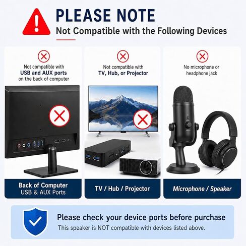 Cirqon Computer Speakers for Desktop PC, Easy Volume Knob, Sturdy Clamp, Clear Loud Sound, Laptop Speakers with Compact Design, USB/USB C Adapter for Power and Audio(Black) in Saudi Arabia