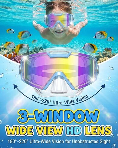 Kids Swimming Goggles 2 Pack, Anti Fog&UV Swim Goggles for Boys Girls, No Leak Pool Beach Essentials for kid 3-14 (Blue & Green with Nose Cover) in Kuwait